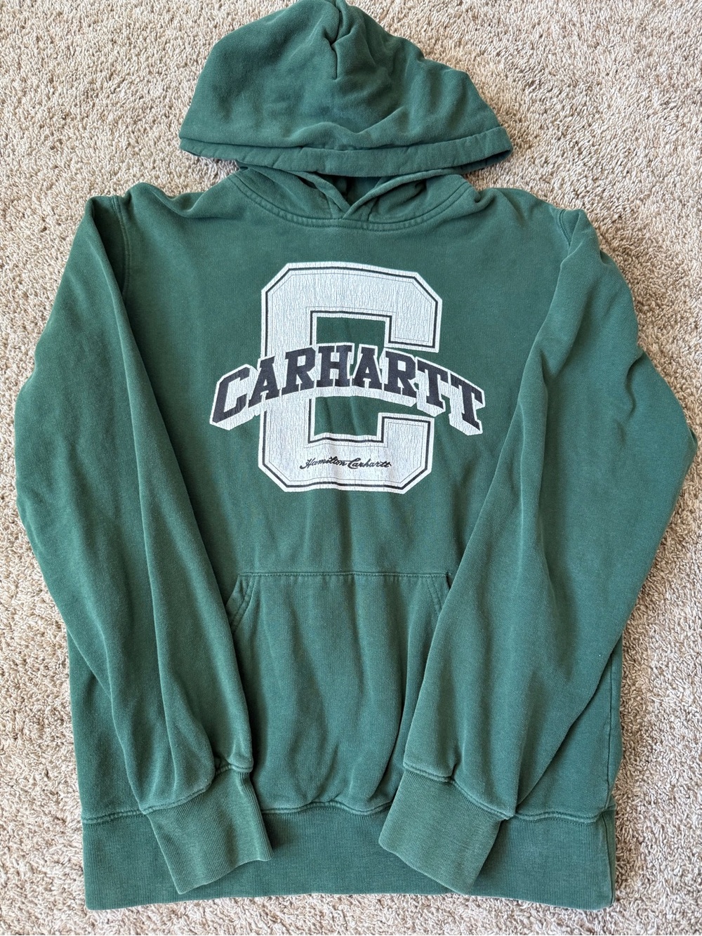 Carhartt Women's Forest Green Pullover Hoodie with Logo Graphic